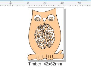 Wooden owl 42 x 62 mm  Pack of 4
